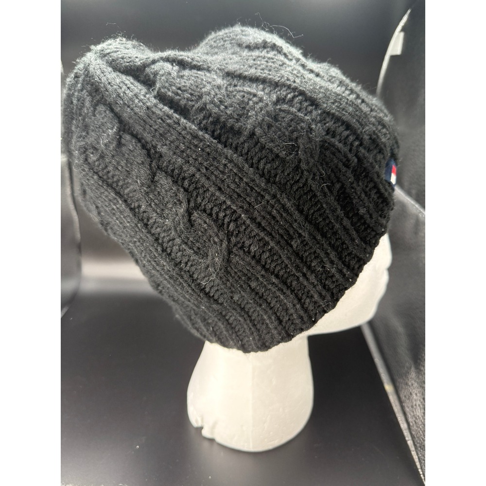Black Tommy Hilfiger skullie‎ cap ski winter hat  beanie